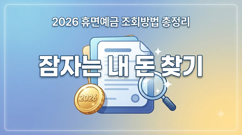 2026 휴면예금 조회방법 잠자는 내 돈 찾기